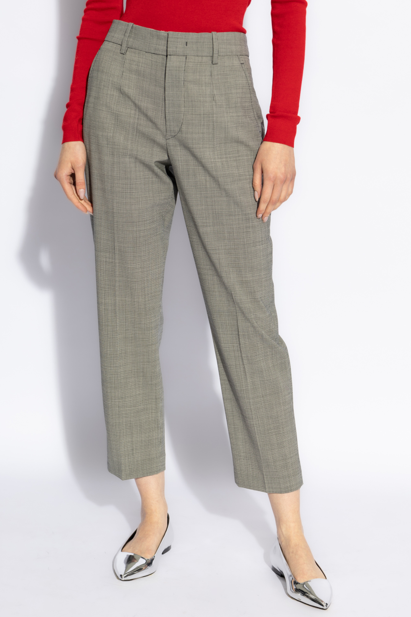 パンツ Isabel Marant Ritana Straight Trousers In Cool Virgin Wool ISABEL MARANT Ritana cropped Prince of Wales checked wool
